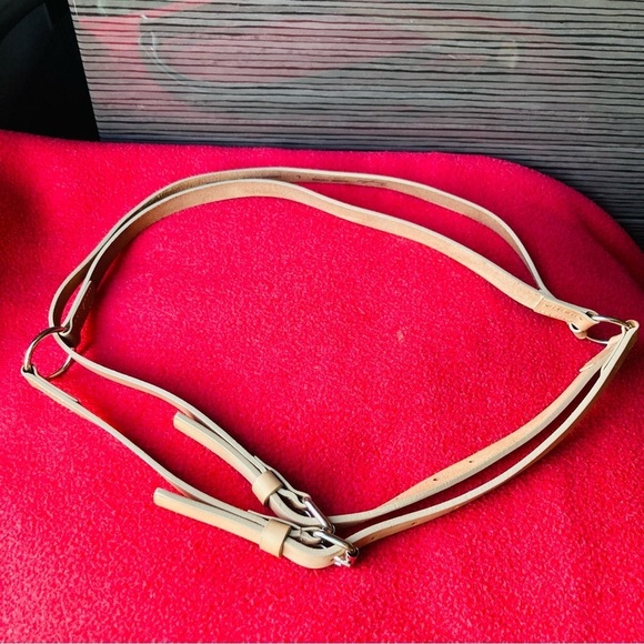 GARUGLIERI Leather Belt Made in Italy Double Strand with O Rings Metal - Picture 1 of 7